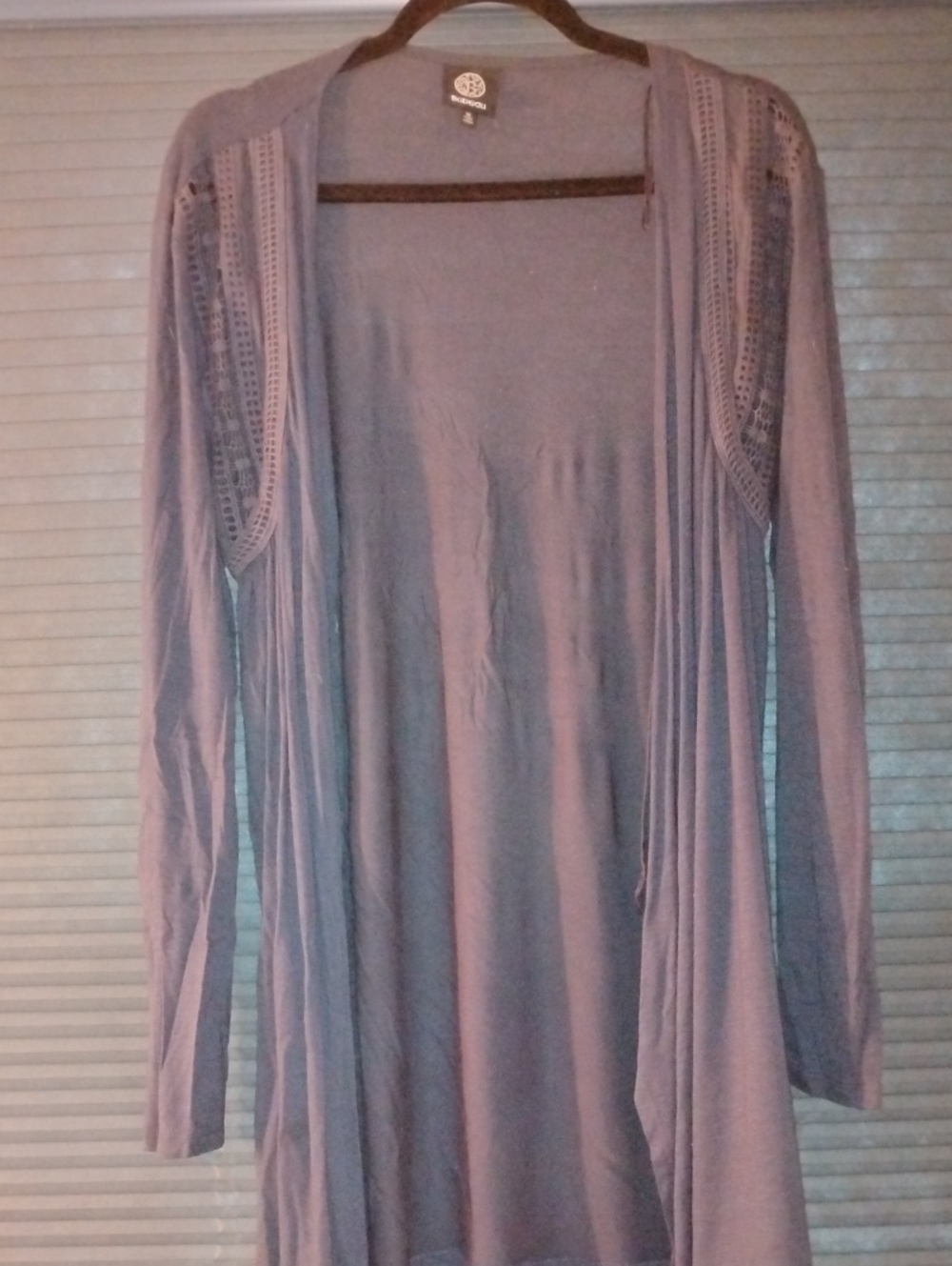 bobeau Lavender Open-Front Long Cardigan